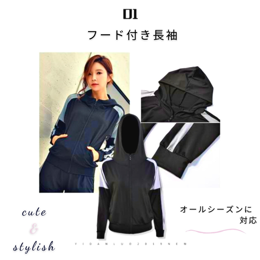 テニスウェア レディース S M L XL 送料無料 かわいい おしゃれ 上下セット ウェア ジャージ エクササイズ ジョギング パンツ ダンス ウォーキング 体操 筋トレ トップス ショートパンツ インナー レディースジャージ 長袖